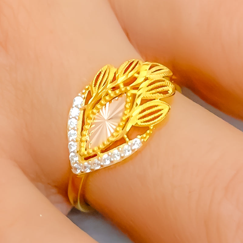 unique-leaf-accented-22k-gold-cz-ring