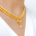 Classy Pearl Drop 22k Gold Necklace Set