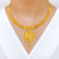 Regal Flower 22k Gold Necklace Set