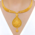 Exquisite Tear Drop 22k Gold Necklace Set