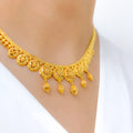 Ornate Hanging 22k Gold Necklace Set