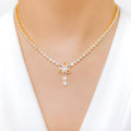 Ritzy Ornate CZ 22k Gold Necklace Set