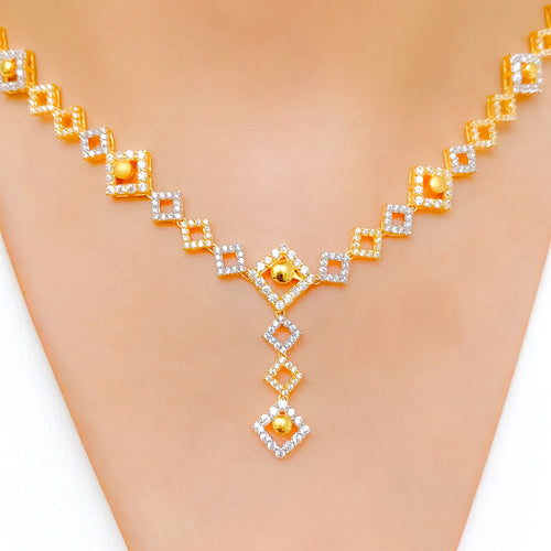 Geometric CZ Necklace Set