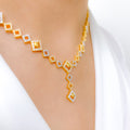 Traditional Diamond CZ 22K Gold Necklace Set