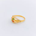Traditional Red + Green CZ Ring
