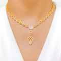 Upscale Oval Drop 22k Gold Necklace Set