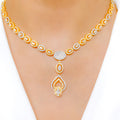 Upscale Oval Drop 22k Gold Necklace Set