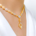 Upscale Oval Drop 22k Gold Necklace Set