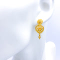 Floral Heart Hanging 22k Gold Earrings