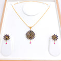 Blooming Sapphire + Ruby Pendant Set
