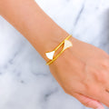 Shimmering Fanned 21K Gold CZ Bangle Bracelet 