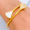 Shimmering Fanned 21K Gold CZ Bangle Bracelet 