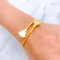 Shimmering Fanned 21K Gold CZ Bangle Bracelet 