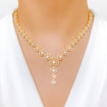 Glistening Dressy CZ 22k Gold Necklace Set
