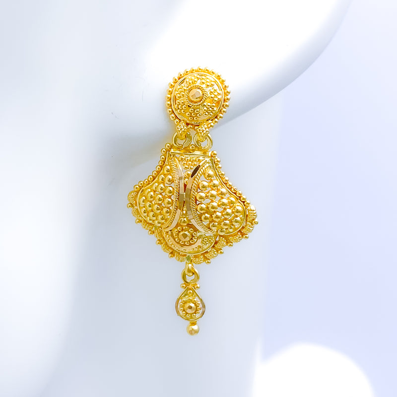 Beaded Paisley 22k Gold Earrings