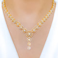 Glistening Dressy CZ 22k Gold Necklace Set