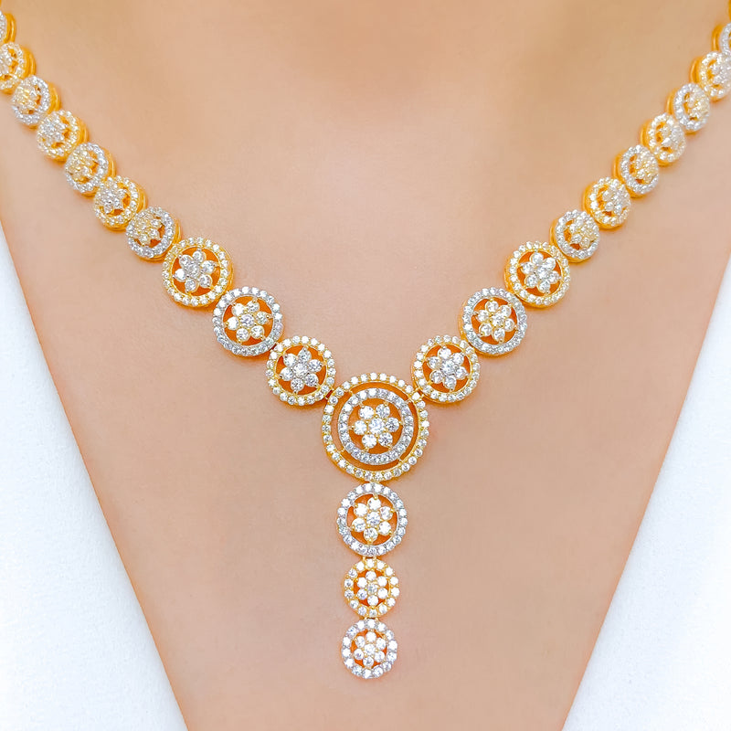 Glistening Flower Drop Necklace Set