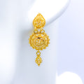 Sunflower Dome Hanging 22k Gold Earrings