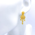 Chic Floral Hanging 22k Gold Earrings