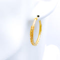 Beaded Floral Hoop 22k Gold Earrings
