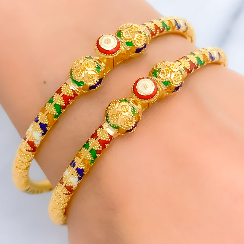 Vibrant 22k Gold Meena Pipe Bangles 