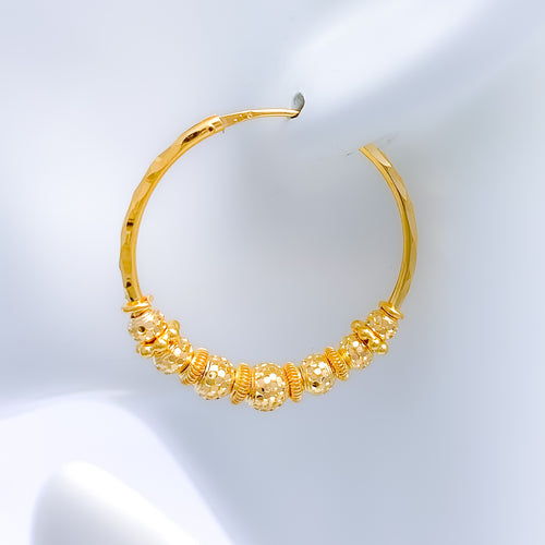 Disco Beaded Hoop 22k Gold Earrings