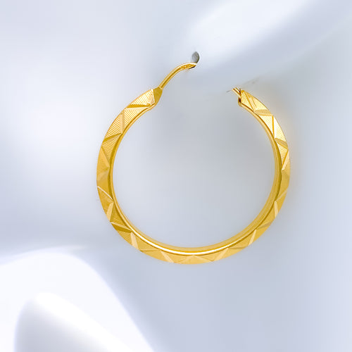 Contemporary Hoop 22k Gold Earrings