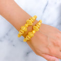 Special Netted Flower Adorned 22k Gold Pipe Bangles 