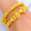 Special Netted Flower Adorned 22k Gold Pipe Bangles 