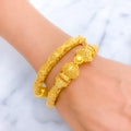 Special Netted Flower Adorned 22k Gold Pipe Bangles 