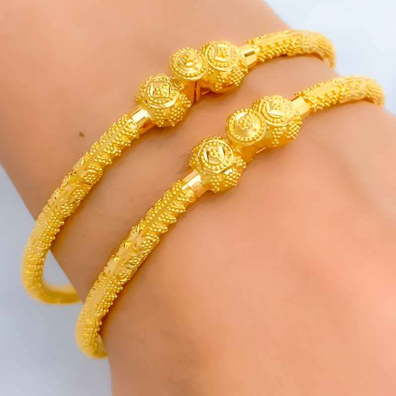 Elegant Lightweight 22k Gold Pipe Bangles