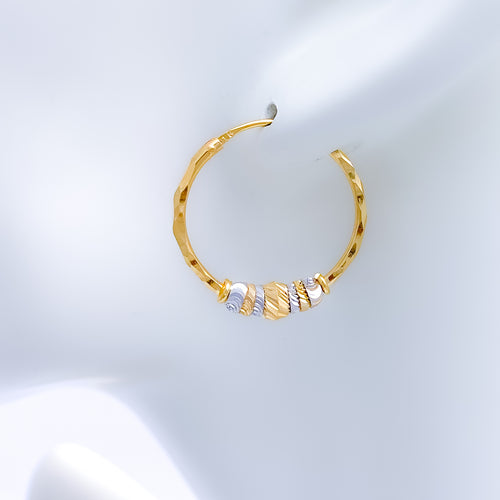 Wavy Two-Tone Bali 22k Gold Earrings