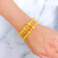 Opulent Striped 22k Gold Pipe Bangles 