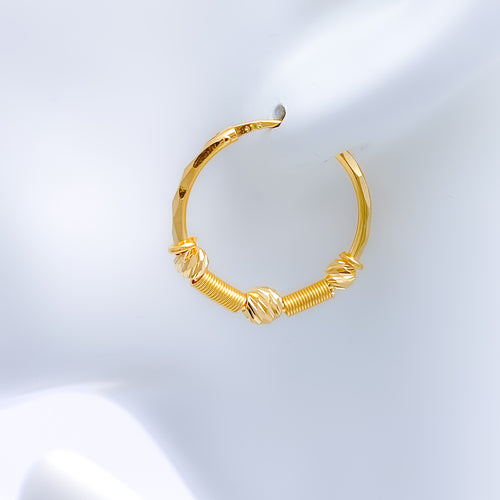 Coil Accented Bali 22k Gold Earrings