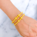 Sophisticated Twisted Bead 22k Gold Pipe Bangles 