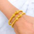 Sophisticated Twisted Bead 22k Gold Pipe Bangles 