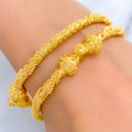 Sophisticated Twisted Bead 22k Gold Pipe Bangles 