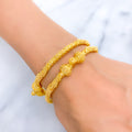 Sophisticated Twisted Bead 22k Gold Pipe Bangles 