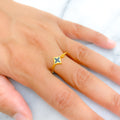 Elegant Enameled 21K Gold Fancy Ring