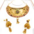 Bridal Tourmaline Flower Choker 22k Gold Set