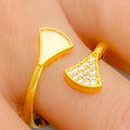 Shimmering Fanned 21K Gold CZ Ring 