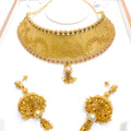 Royal Pearl Drop Choker 22k Gold Set