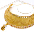 Royal Pearl Drop Choker 22k Gold Set