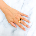 Shimmering Black Onyx 21K Gold Ring 
