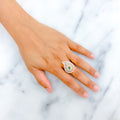 Dazzling Paisley Adorned 18K Gold Diamond Statement Ring 