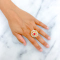 Impressive Floral 18K Gold Diamond Statement Ring 