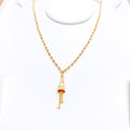 Hanging Dual Tassel 22k Gold Necklace