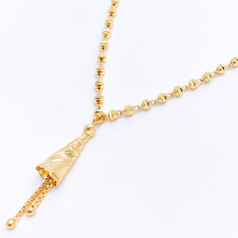 Hanging Dual Tassel 22k Gold Necklace