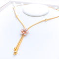 Delicate Three-Tone 22k Gold Flower Necklace