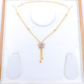 Opulent Three-Tone Flower 22k Gold Necklace
